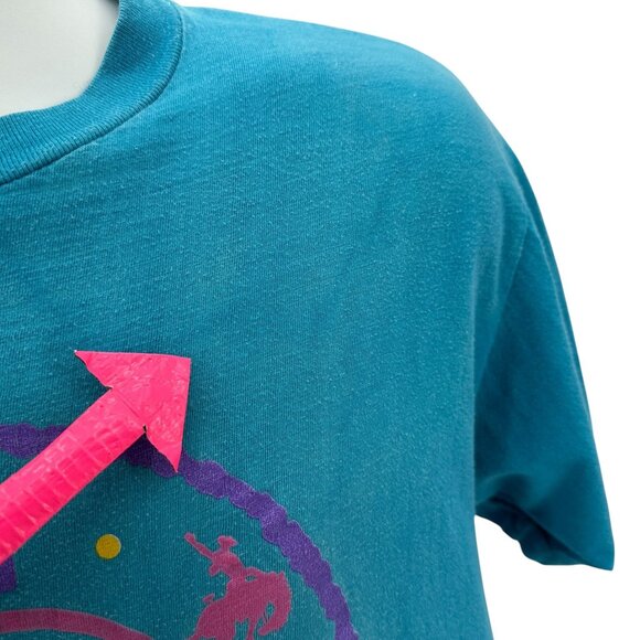 Vintage Poly-Tees Mens Large T-Shirt Denver Single Stitch Blue Graphic USA 1992 - Picture 7 of 11